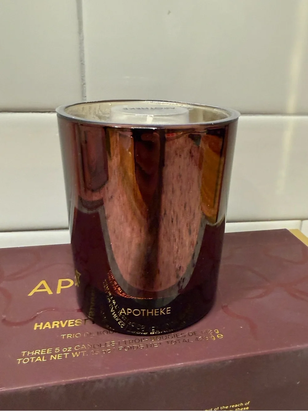 APOTHEKE Harvest Petite Candle Trio - Cherry, Pumpkin, & Juniper (New In Box)
